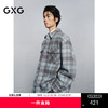 GXG男装 蓝格宽松休闲通勤翻领大衣 24冬热卖气质大衣G24X064013 商品缩略图0