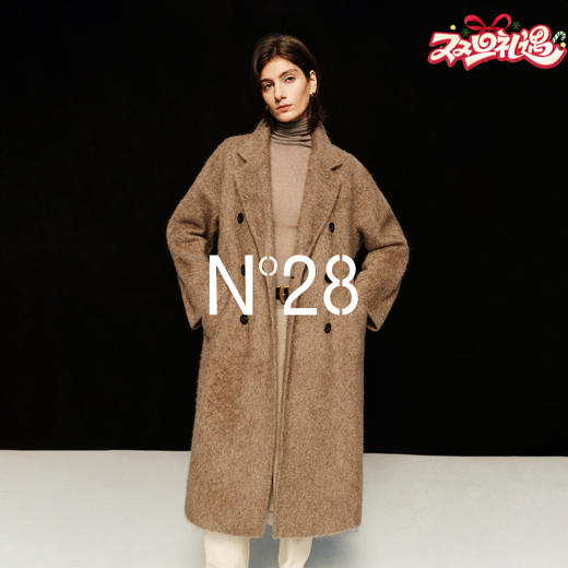N°28【N+轻奢】100牦牛绒毛呢大衣女秋冬双排扣长款过膝呢子外套8855A1D872 商品图0