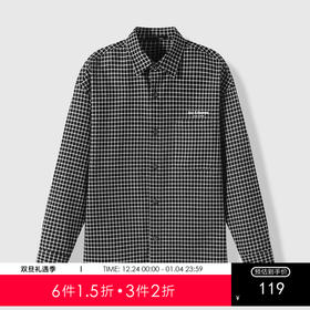 GXG男装25春季时尚潮流方格撞色休闲百搭简约翻领男式长袖衬衫K&C