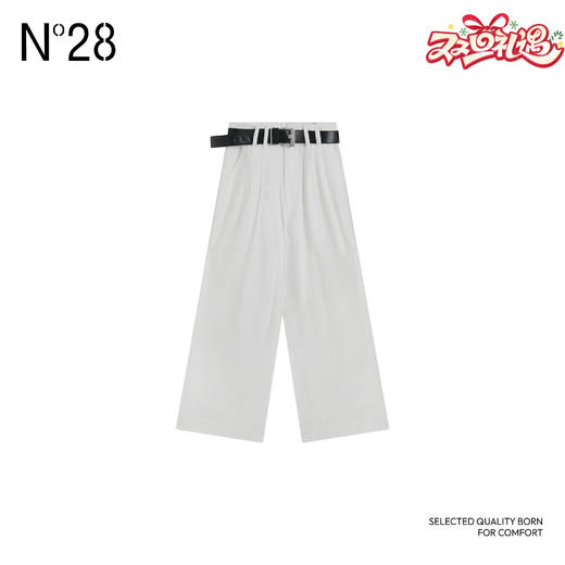 N°28 设计师女装腰带高腰直筒阔腿牛仔裤895131K093 商品图0