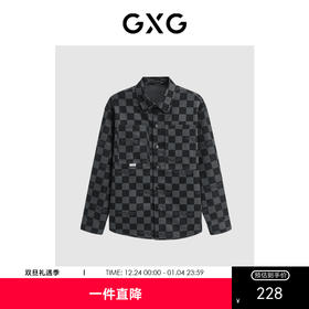 GXG春季热卖潮搭棋盘格印花长袖衬衫热卖衬衫 男上衣