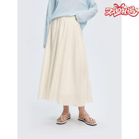初棉 秋冬涤天丝羊毛半身裙 纯色百褶A字裙