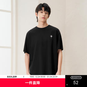 gxg.jeans男装2024年夏季热卖黑色哥特风印花设计圆领短袖T恤J24D442040