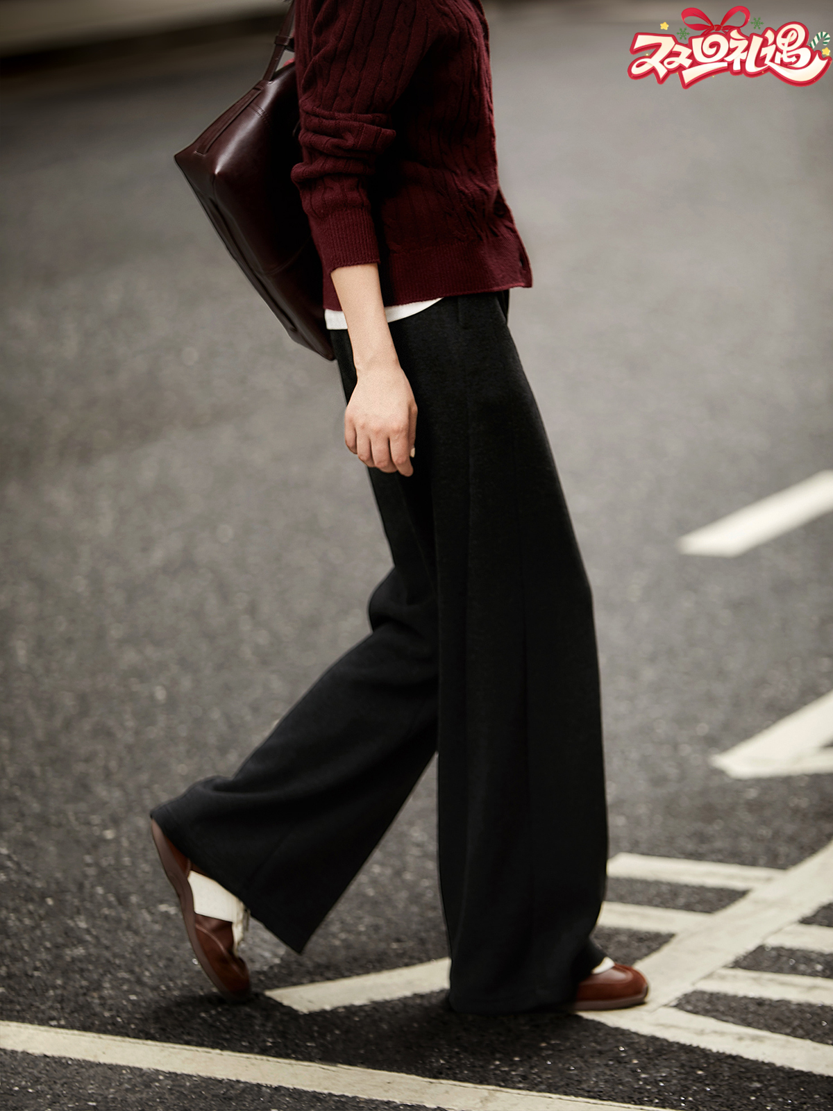 卷卷紫【赠皮带】休闲阔腿细条纹西装裤 高腰显瘦显高阔腿裤 舒适竖条纹质感高级时髦长裤 百搭一裤多穿