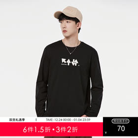 GXG男装【100%棉】秋季时尚简约字母男士圆领百搭长袖t恤K&C