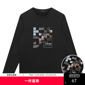 GXG男装【方块风景】秋季经典休闲款男士时尚百搭圆领t恤K&C