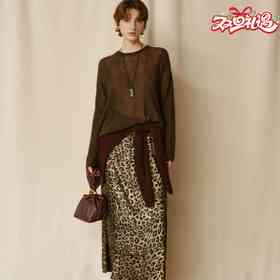 【旷野自由】N°28秋季新款印花豹纹半身裙提花高质感穿搭885371Q658