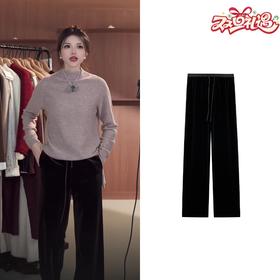 【破价】秋冬款加厚加绒款丝绒阔腿裤拖地阔腿裤高腰垂感裤子9331K055