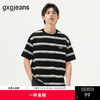gxg.jeans男装 黑色条纹设计复古休闲宽松圆领短袖T恤 25年夏热卖 商品缩略图0