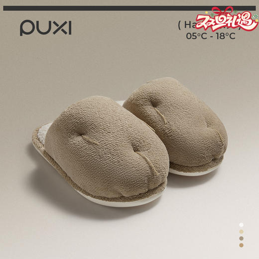 朴西 2025秋冬上新小土豆珊瑚绒棉拖鞋 女家居室内保暖加绒拖鞋 商品图0
