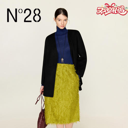 N°28 冬季无领羊毛毛呢中长款外套女士8855A1D635  商品图0