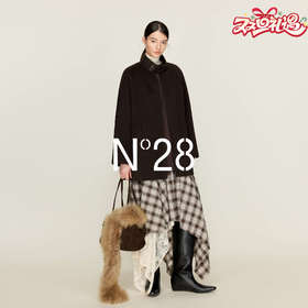 N°28 系扣立领斗篷毛呢大衣女 秋冬韩版宽松显瘦中长款呢子外套8855A1D588 