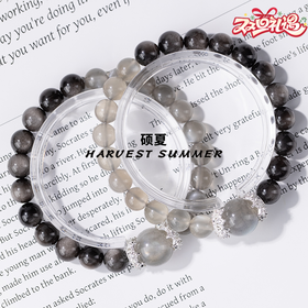 【徐艺洋设计款】硕夏珠宝【西江月】月光石+银曜石简约高级灰墨色天然串珠气质手链 WW36