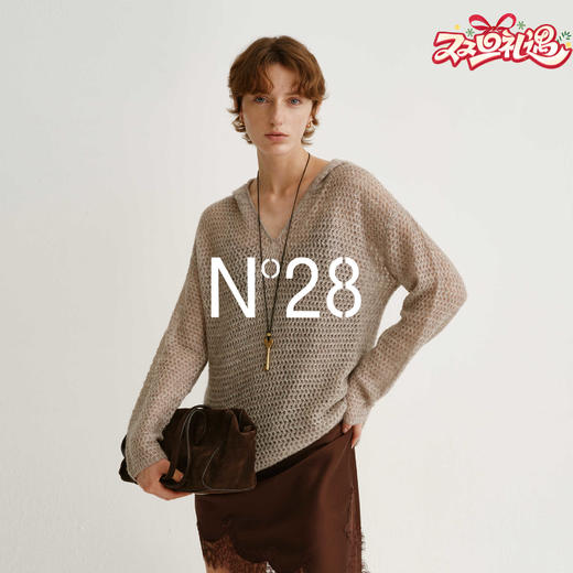 N°28 设计感镂空绵羊毛针织衫女秋季2025新款高级感气质外搭上衣895382M044 商品图0