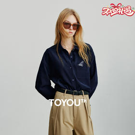 初语 春秋款巴恩风衬衫女 拼接格纹翻袖磨毛衬衣外套上衣