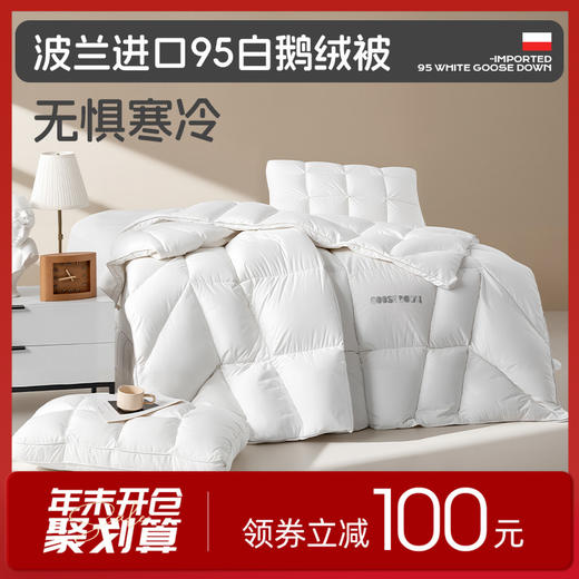 多喜爱 金羽朵95进口白鹅绒冬被-羽白/云紫/雪金【95%绒子含量】【分区保暖工艺】【皮箱包装】【1000+清洁度】【波兰进口】【柔暖缎面料】【A类品质】匠人手挑白绒 黄金取绒位 商品图0