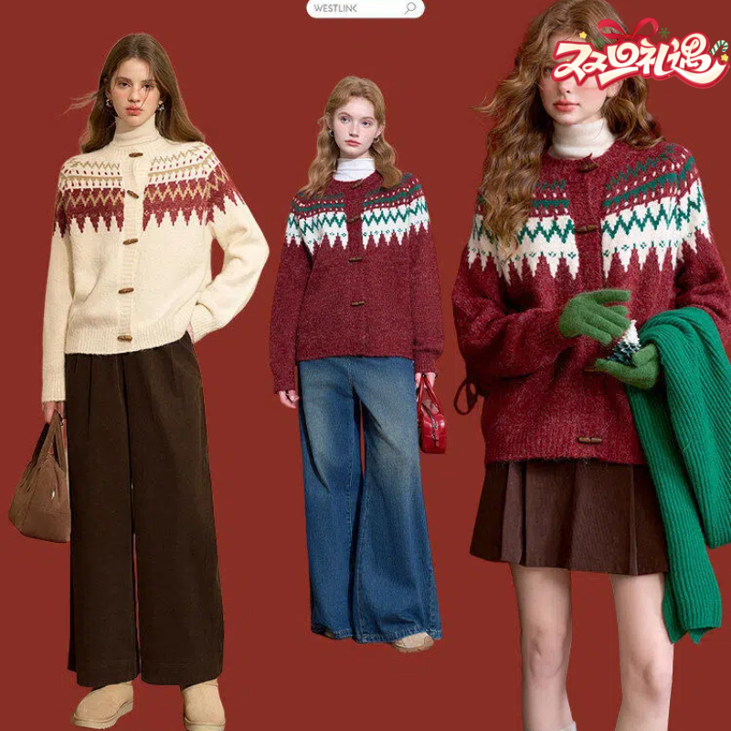 佐姿莎【费尔岛风毛衣合集】氛围感慵懒随性针织开衫上衣长袖 百搭宽松显瘦毛衣