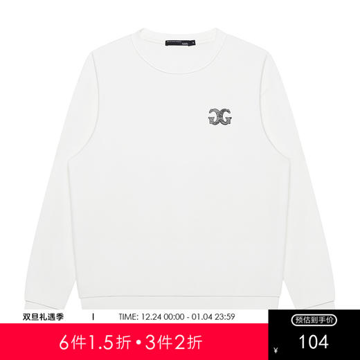 GXG男装冬季新年款国潮风男女同款百搭印花圆领加绒卫衣K&C 商品图0