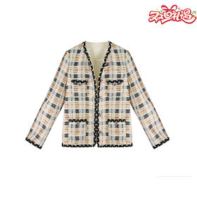 【破价】气质蓝金格纹小香风经典外搭短款外套8332W238