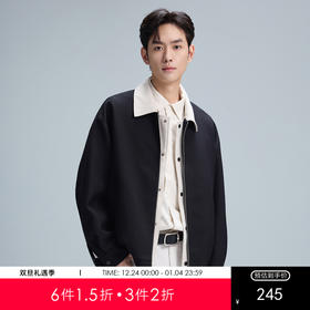 GXG男装25秋季时尚潮流撞色拼接简约百搭复古休闲男式翻领夹克K&C