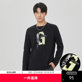 GXG男装【纯棉】春季时尚百搭圆领上衣男款休闲长袖T恤K&C
