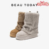 BeauToday 牛猄仿水貂毛 厚底增高雪地靴 堆堆靴[双色可选]08305 商品缩略图0