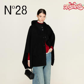 N°28 山羊绒连帽斗篷毛呢外套女秋冬复古宽松显瘦中长款呢子大衣8855A1D597 