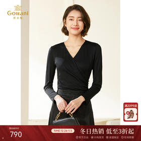 乔万尼新款秋季新品V领长袖不规则上衣亲肤显瘦EM3C312