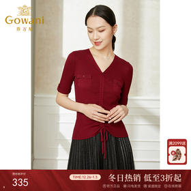 【两色可选】乔万尼早春冰丝打底针织衫女薄款小香风设计感v领夏款短袖EI2M815