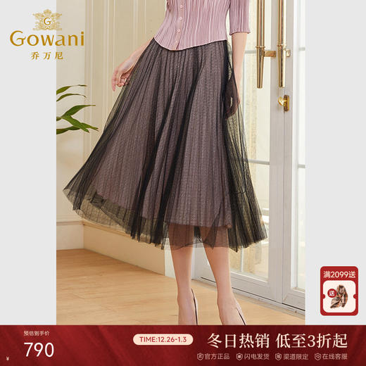 乔万尼半身裙新款高腰雪纺轻奢高级感网纱法式半裙EF3D888 商品图0