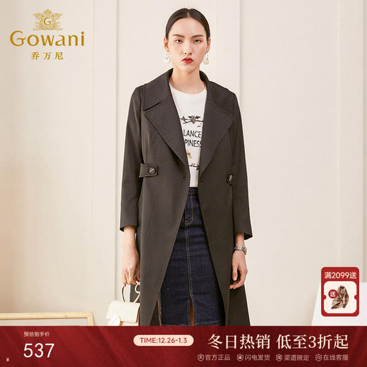乔万尼风衣女春季新款修身英伦风长款过膝直筒休闲外套ES1A005 商品图0