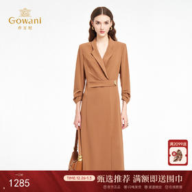 乔万尼秋新品2025气质干练西服式异性金属扣收腰连衣裙ED3E226