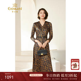 乔万尼新款连衣裙复古收腰设计显瘦中长款EM3E363