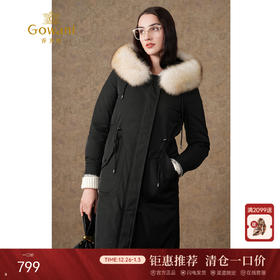 乔万尼冬季新款保暖抗寒收腰显瘦狐狸毛领白鸭绒羽绒服ES4T395