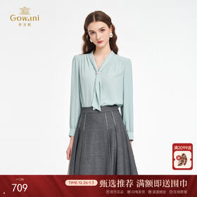 乔万尼2025秋新品连领长飘带轻盈感衬衫上衣ED3C201