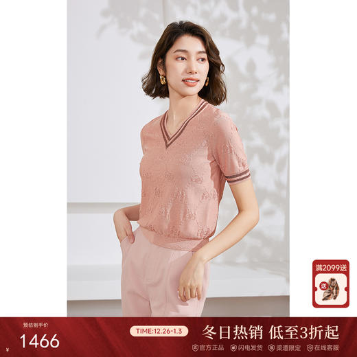 乔万尼桑蚕丝冰丝针织衫新款重磅提花设计EM2M858 商品图0