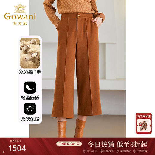 乔万尼羊毛裤女秋冬外穿新款阔腿裤ET4F857 商品图0