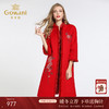 【羊绒】乔万尼羊绒大衣女红色绣花直筒水貂呢子外套女中长款加厚EB4A031 商品缩略图0