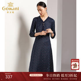 乔万尼秋装女波点修身显瘦气质七分袖领带连衣裙中长款EN3E327