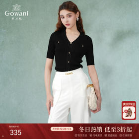 【两色可选】乔万尼早春冰丝针织衫薄款小香风设计感v领修身夏款短袖EI2M818