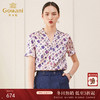 乔万尼夏季新款时尚印花V领桑蚕丝真丝衬衫女宽松气质上衣ES2C148 商品缩略图0