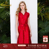 乔万尼真丝连衣裙夏印花修身收腰红色桑蚕丝衬衫裙中长款EN2E532 商品缩略图0