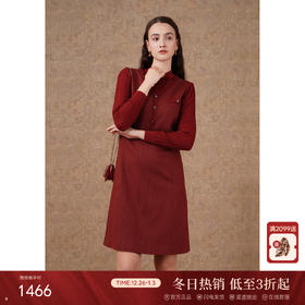 乔万尼连衣裙长袖修身小香风优雅时尚假两件连衣裙ET1E502