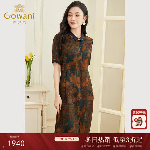 【诗意游园】【香云纱】乔万尼连衣裙新款真丝桑蚕丝EF2E302 商品图0