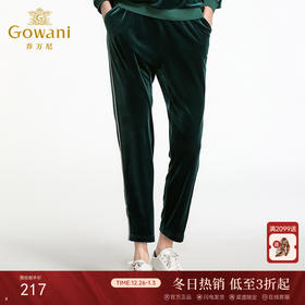 乔万尼春季裤子中腰松紧腰直筒垂感时尚金丝绒休闲裤EB1F740