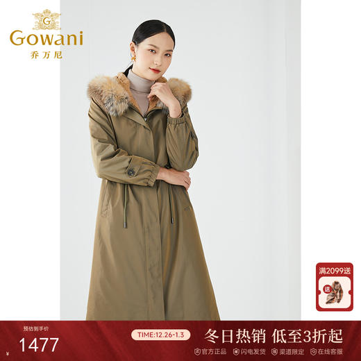 乔万尼派克服冬季保暖大毛领长款过膝收腰尼克服外套ES4N396 商品图0