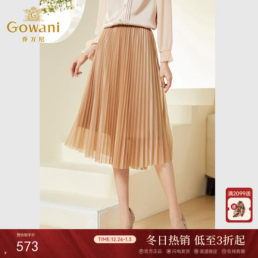 乔万尼半身裙新款春季a字网纱百褶气质高级感半裙EF3D892 商品图0