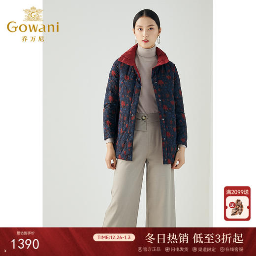 乔万尼秋冬新款宽松茧型立领设计舒适休闲百搭两面穿羽绒服ES4T358 商品图0