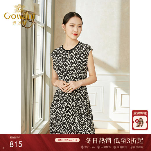 乔万尼夏季新款重磅真丝连衣裙无袖收腰EI2E799 商品图0