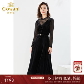 乔万尼丝绒长袖连衣裙重工蕾丝裙EI3E210